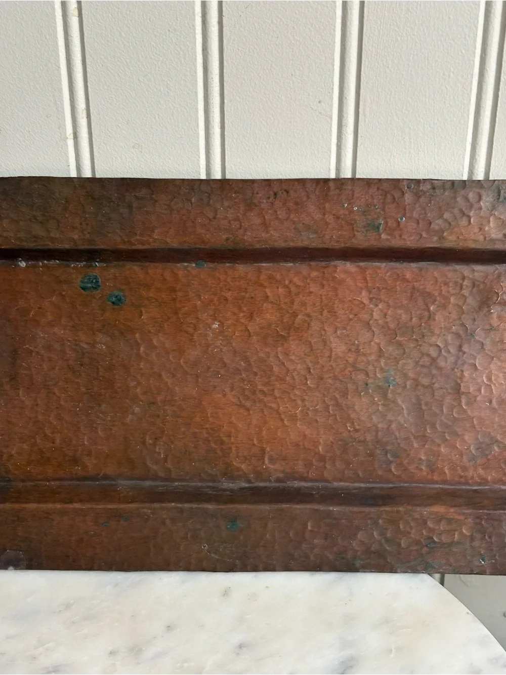 Vintage Hammered Copper Low Profile Rectanglular Decorative Tray Collectible VTG